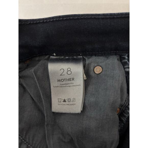 MOTHER The Stunner Zip Two Step Ankle Fray Holding Hands 28 Jeans Dark High Rise - Picture 5 of 11